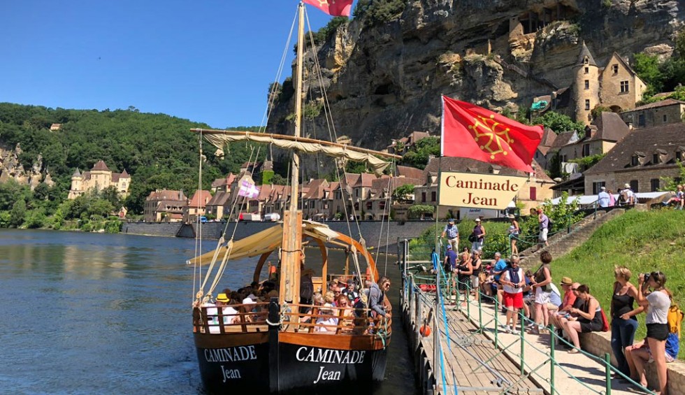 Gabarre 1 Dordogne Beynac roque gegeac Sarlat vakantie Frankrijk toerisme varen boottocht rondvaart.