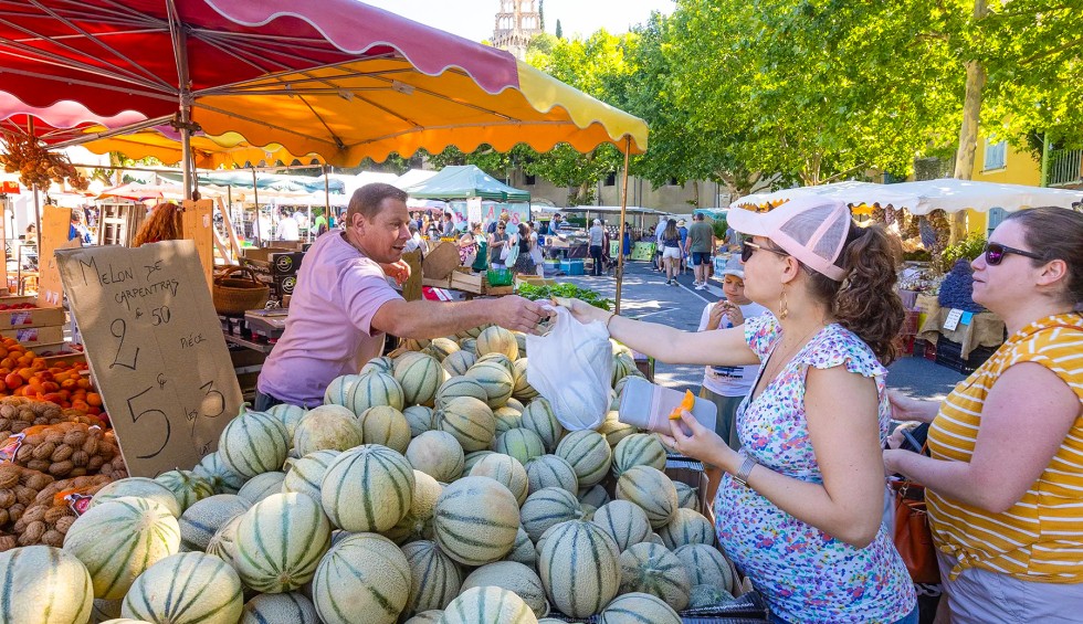Regionale producten 1 Provence Frankrijk Cote d Azur meloen vakantie markt.jpg