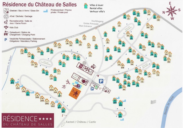Chateau de Salles plattegrond 1 kaart vakantiepark Frankrijk Gironde aquitaine villa te huur.jpg