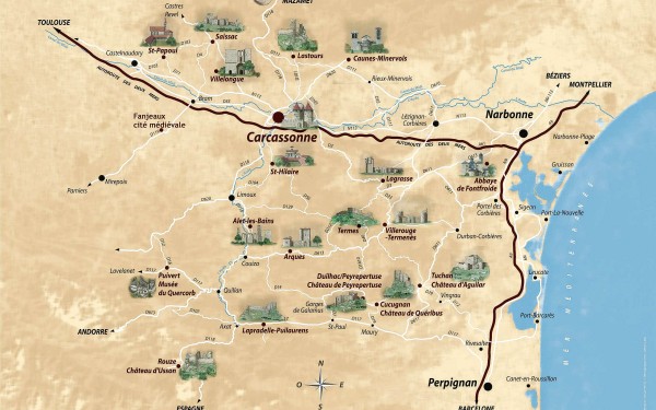 Katharen 14 overzichtskaart kastelen in de Aude en Ariege.jpg