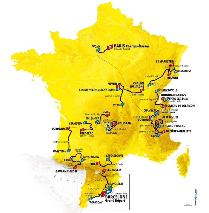 Tour de France 2026 kaart etappes