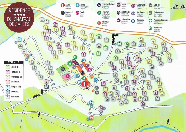 Plattegrond Chateau de Salles Frankrijk vakantiepark Aquitaine kust Arcachon.jpg